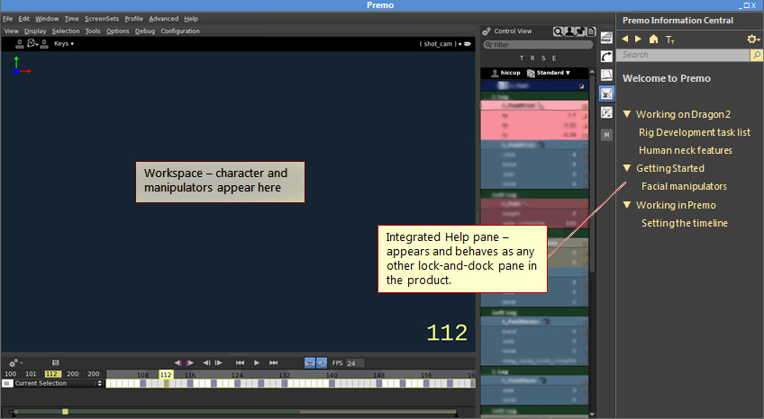 Integrated Help shown in context with Premo