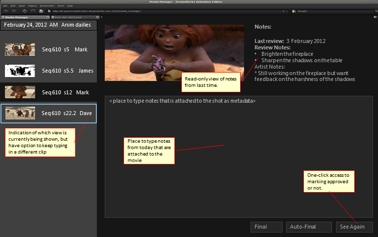 Media Manager note-taker's view