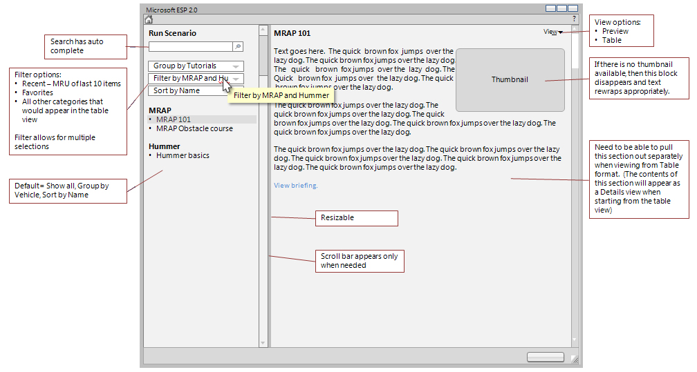 ESP Preview mode wireframe